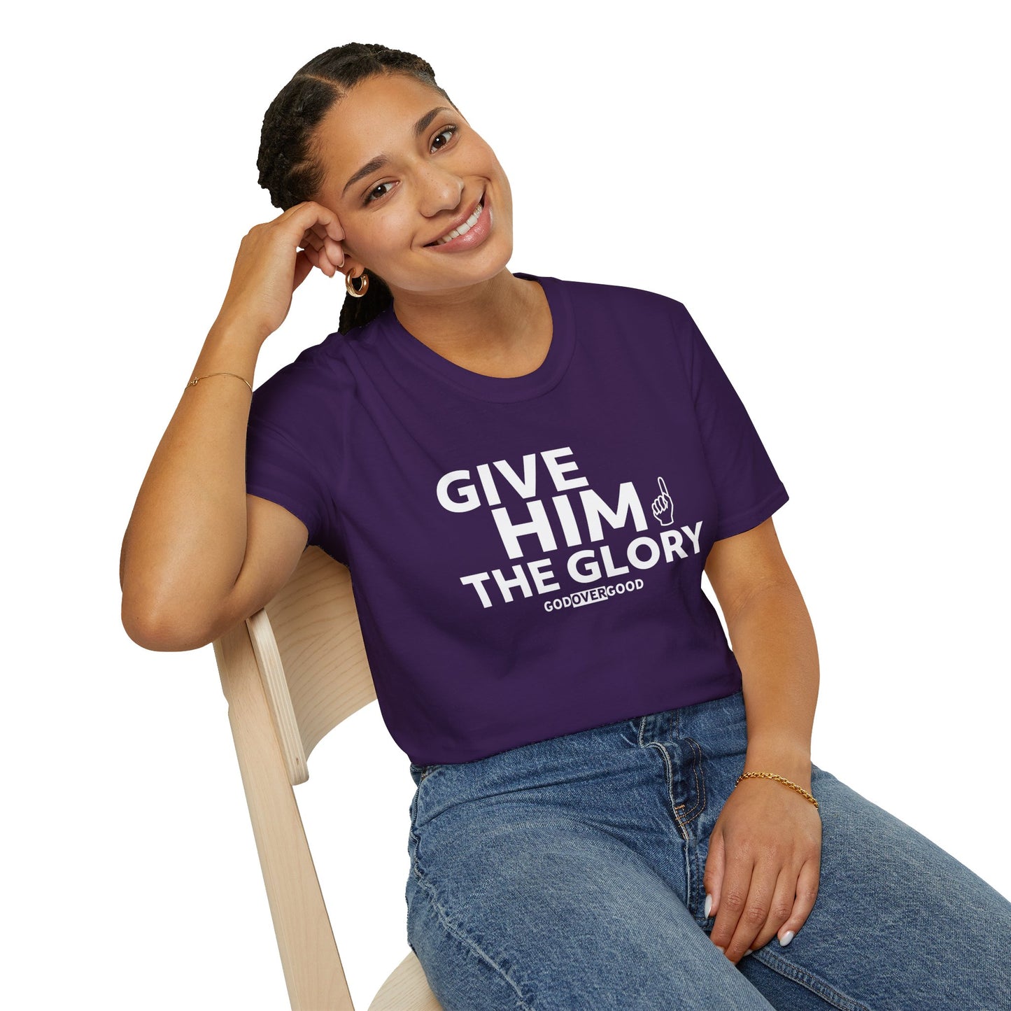 Unisex God Over Good ( GIVE HIM THE GLORY) Softstyle T-Shirt
