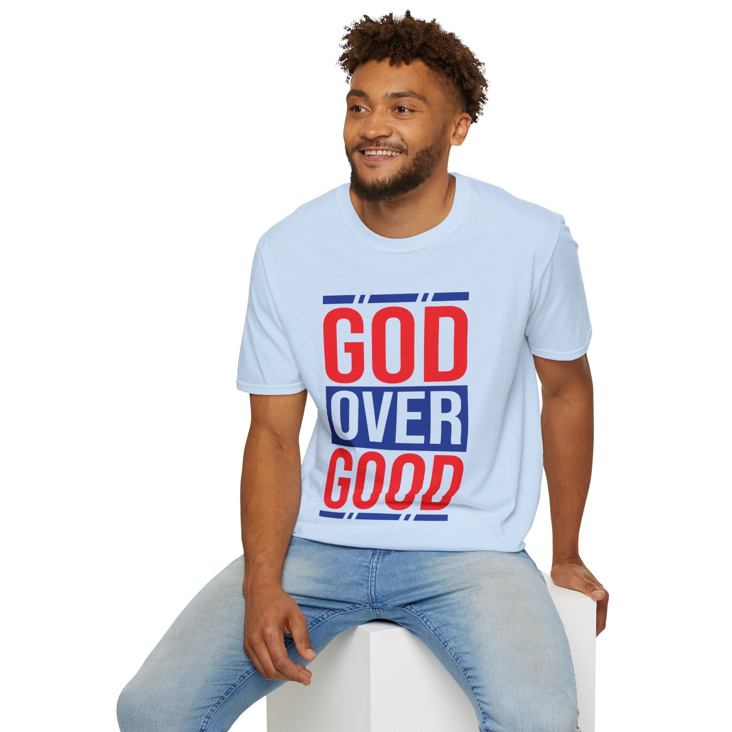 Unisex GOD OVER GOOD Red/Blue (SOFTSTYLE) T-Shirt