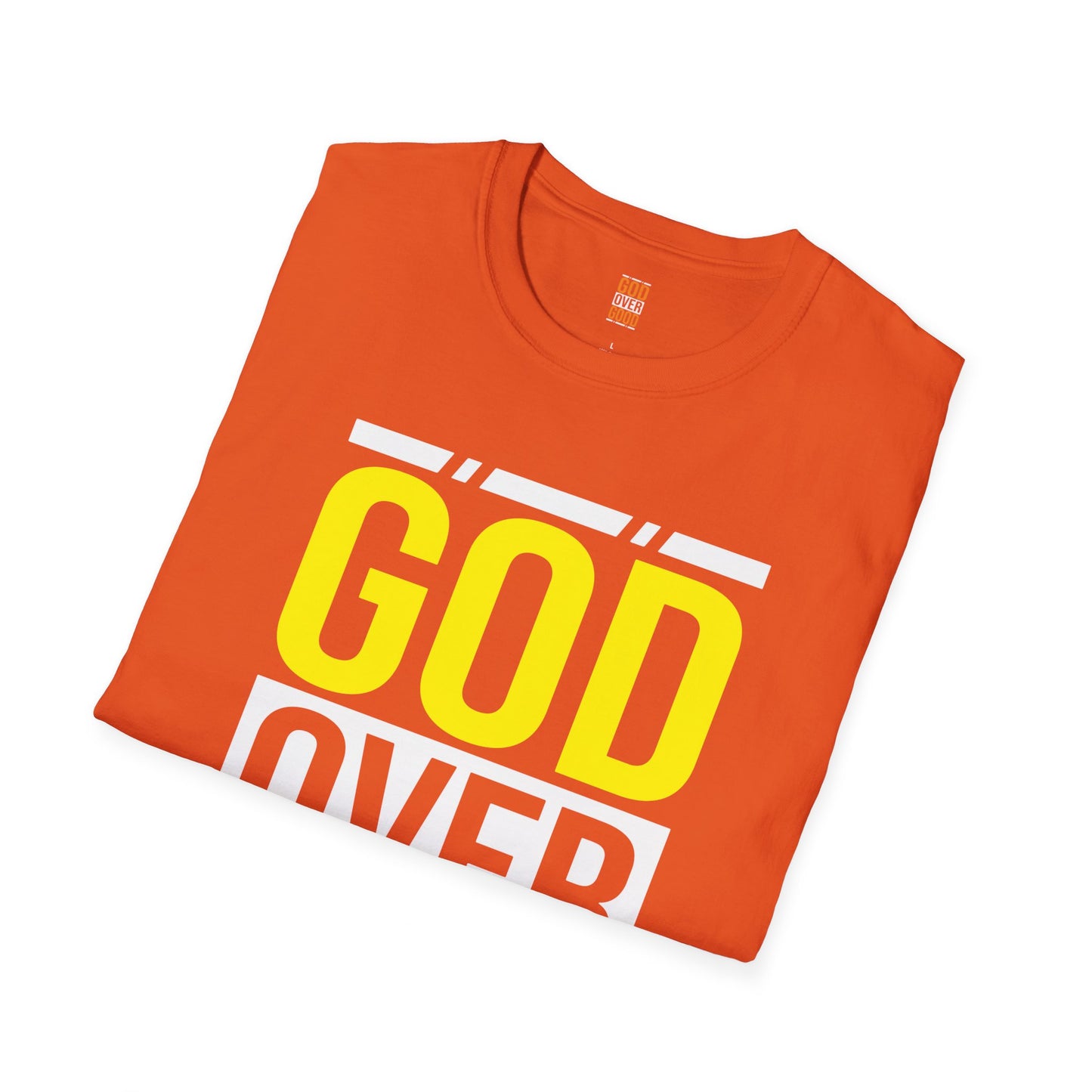 Unisex GOD OVER GOOD Yellow/White (SOFTSTYLE) T-Shirt