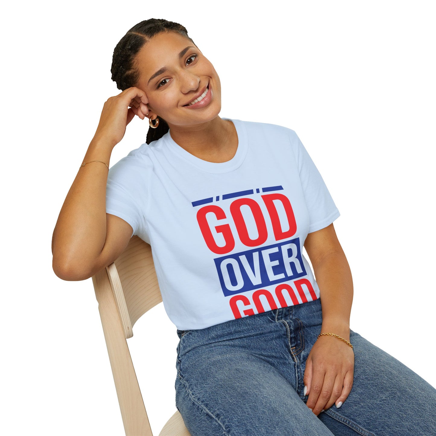 Unisex GOD OVER GOOD Red/Blue (SOFTSTYLE) T-Shirt