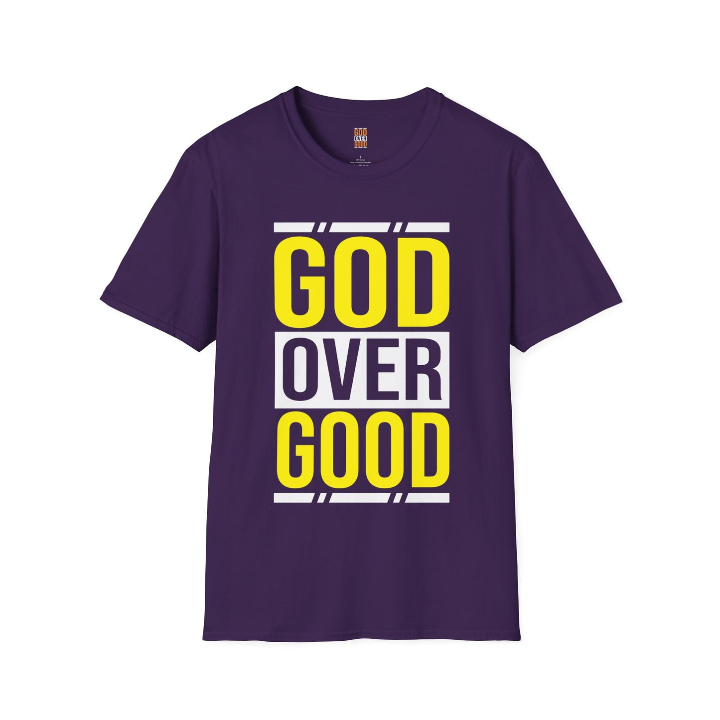 Unisex GOD OVER GOOD Yellow/White (SOFTSTYLE) T-Shirt