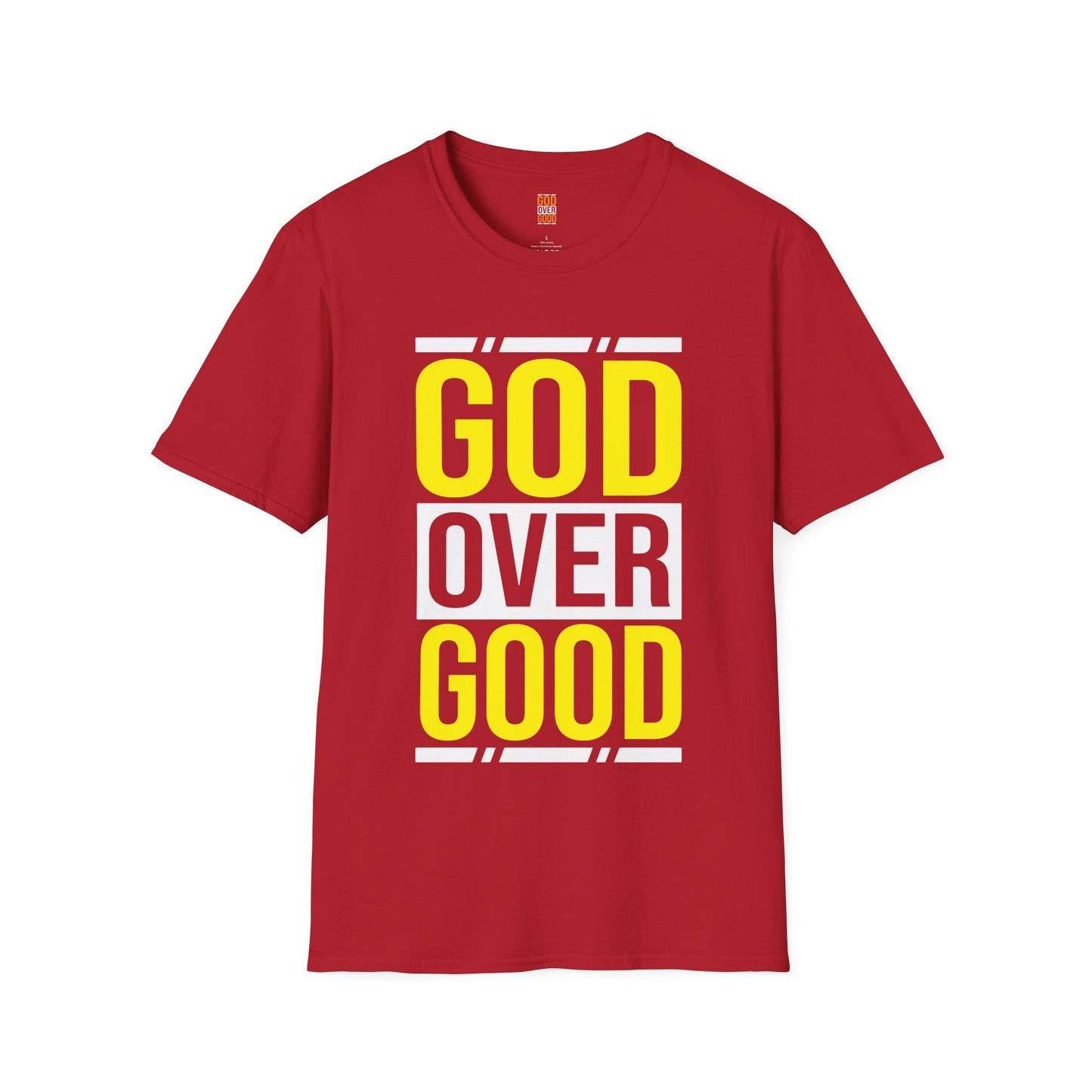 Unisex GOD OVER GOOD Yellow/White (SOFTSTYLE) T-Shirt