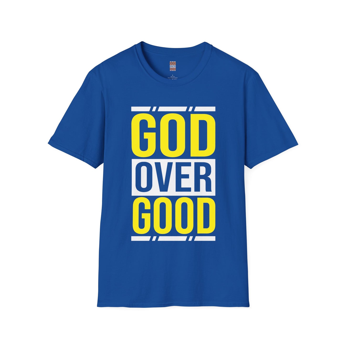 Unisex GOD OVER GOOD Yellow/White (SOFTSTYLE) T-Shirt