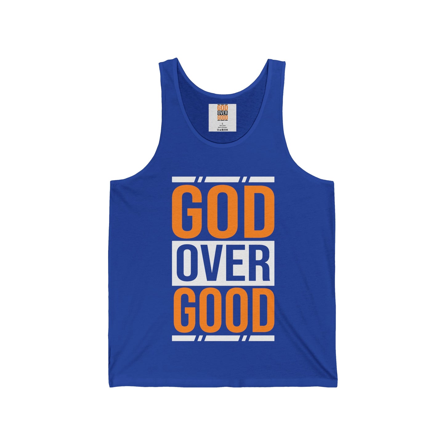 Unisex GOD OVER GOOD Orange Jersey Tank