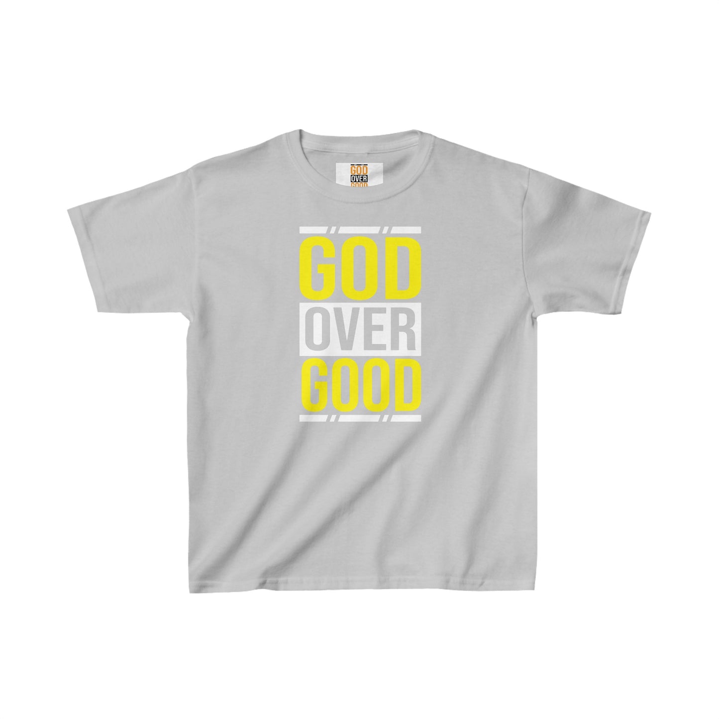 Kids God Over Good Yellow/White Tee