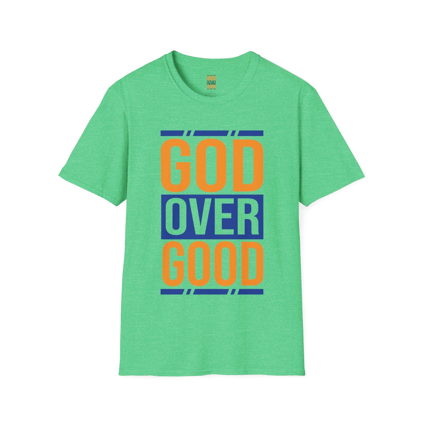 Unisex GOD OVER GOOD - Orange/Blue (SOFT STYLE) T-Shirt