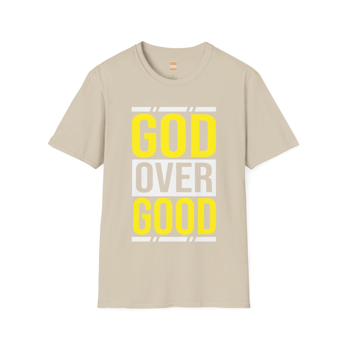 Unisex GOD OVER GOOD Yellow/White (SOFTSTYLE) T-Shirt