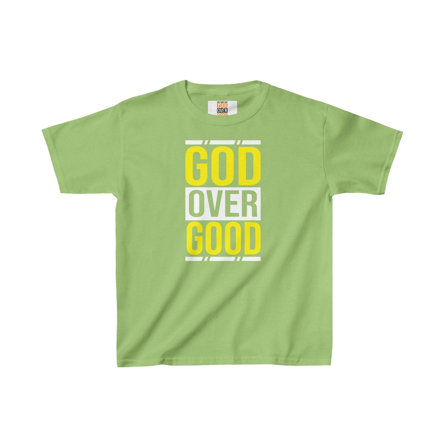 Kids God Over Good Yellow/White Tee