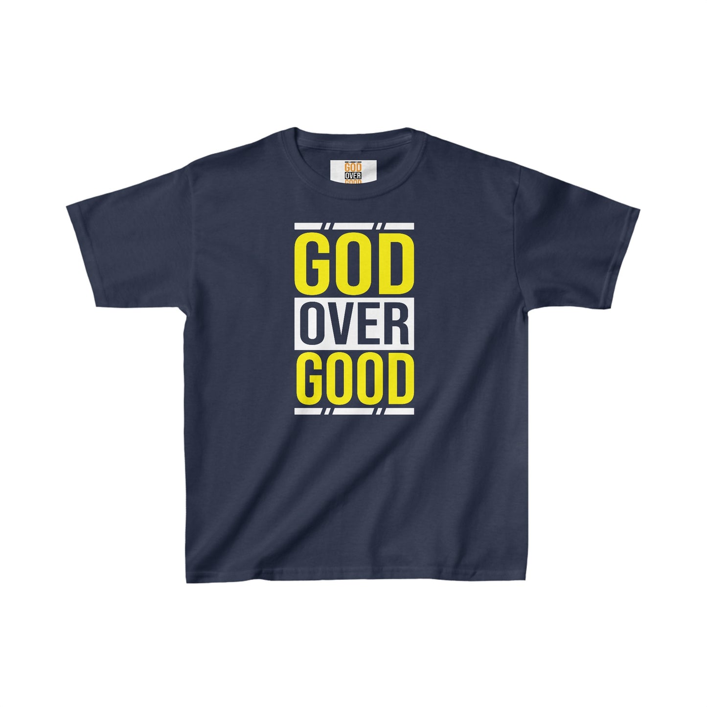 Kids God Over Good Yellow/White Tee