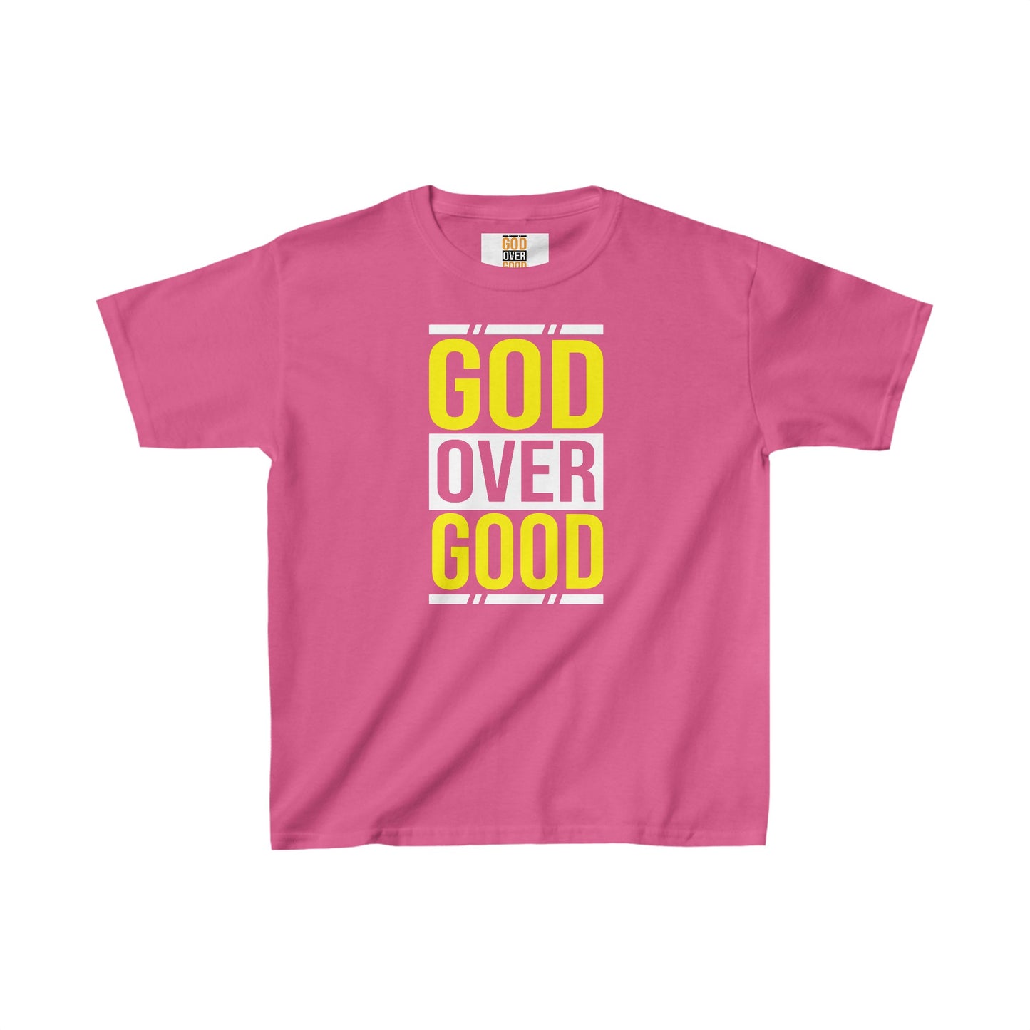 Kids God Over Good Yellow/White Tee