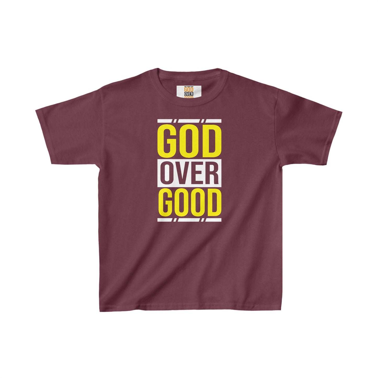 Kids God Over Good Yellow/White Tee