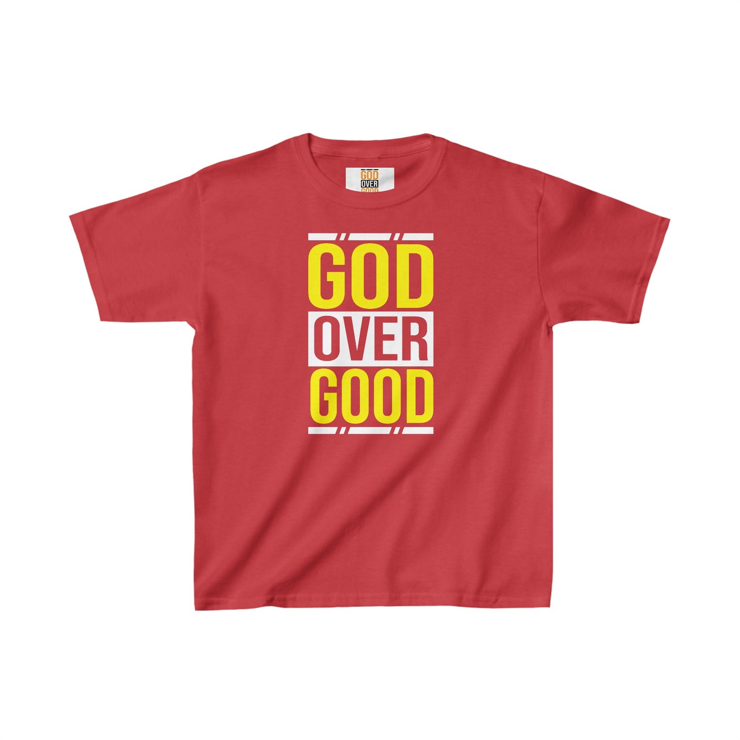 Kids God Over Good Yellow/White Tee