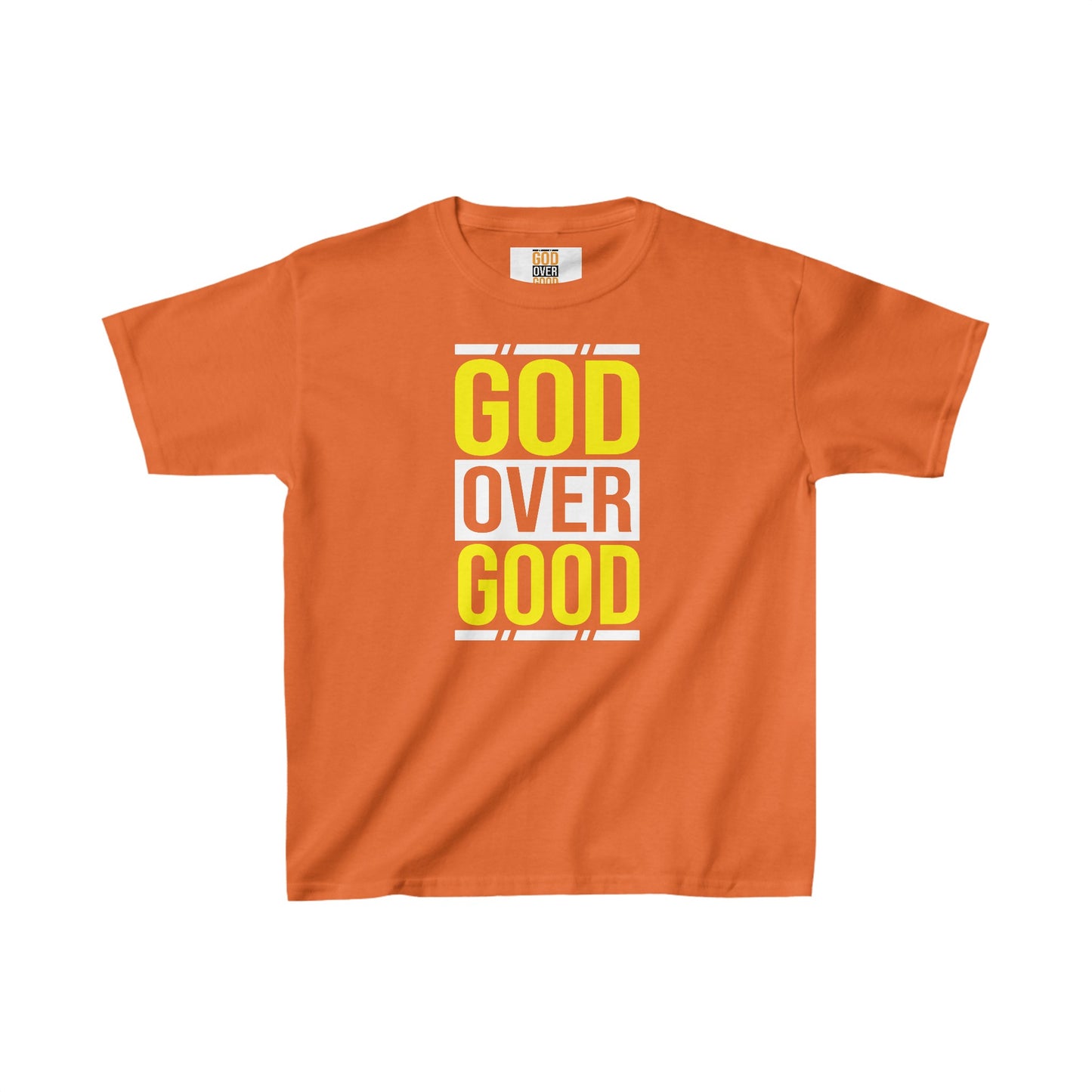 Kids God Over Good Yellow/White Tee