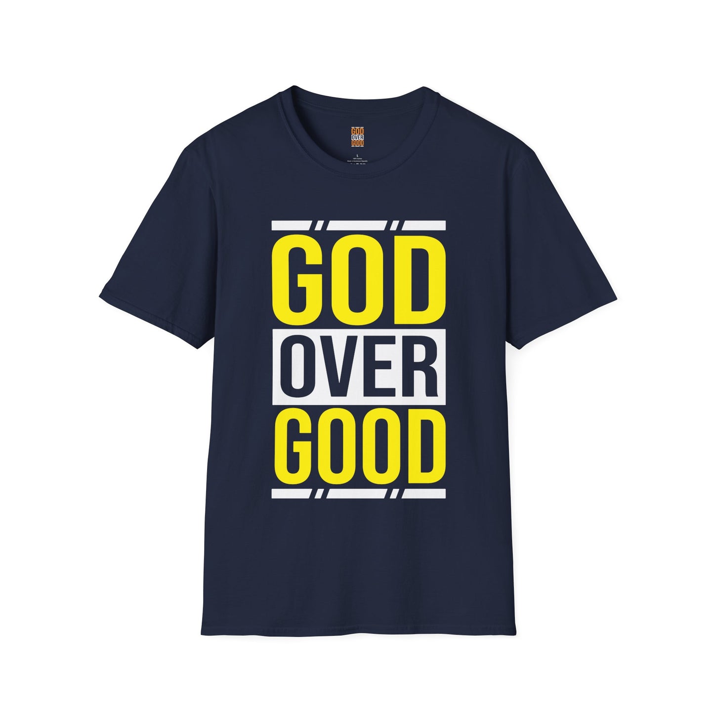 Unisex GOD OVER GOOD Yellow/White (SOFTSTYLE) T-Shirt
