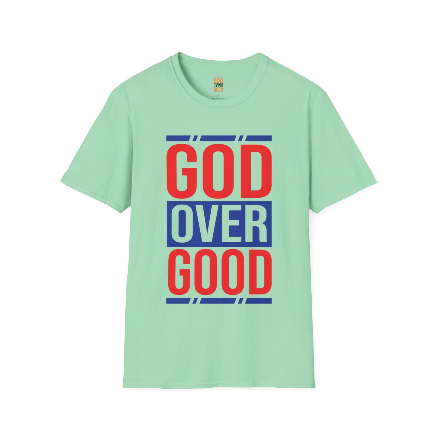 Unisex GOD OVER GOOD Red/Blue (SOFTSTYLE) T-Shirt