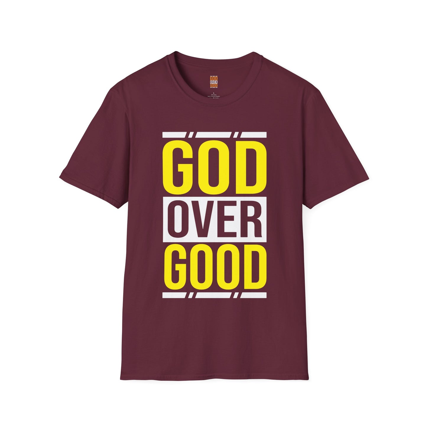 Unisex GOD OVER GOOD Yellow/White (SOFTSTYLE) T-Shirt