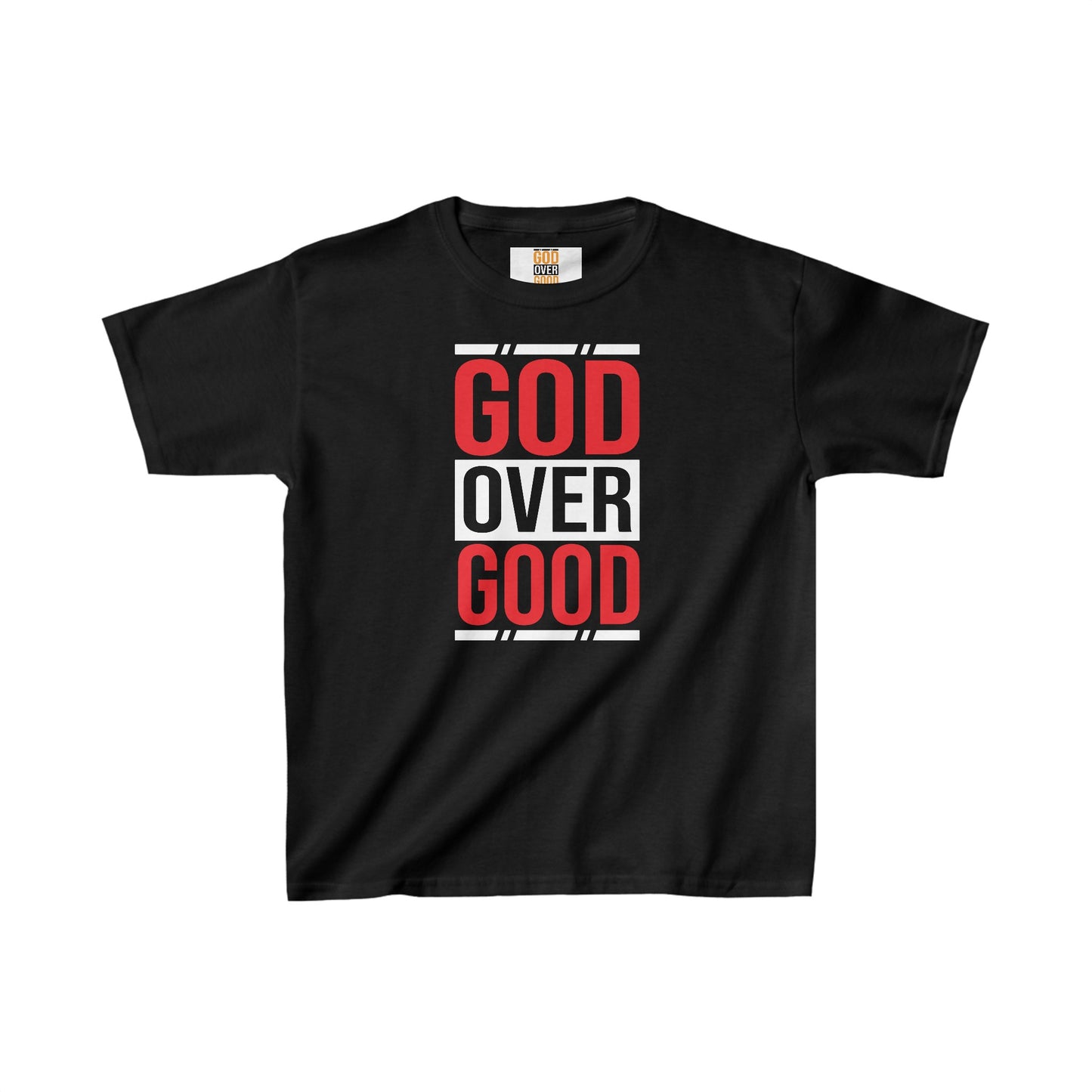 Kids God Over Good Red/White Tee