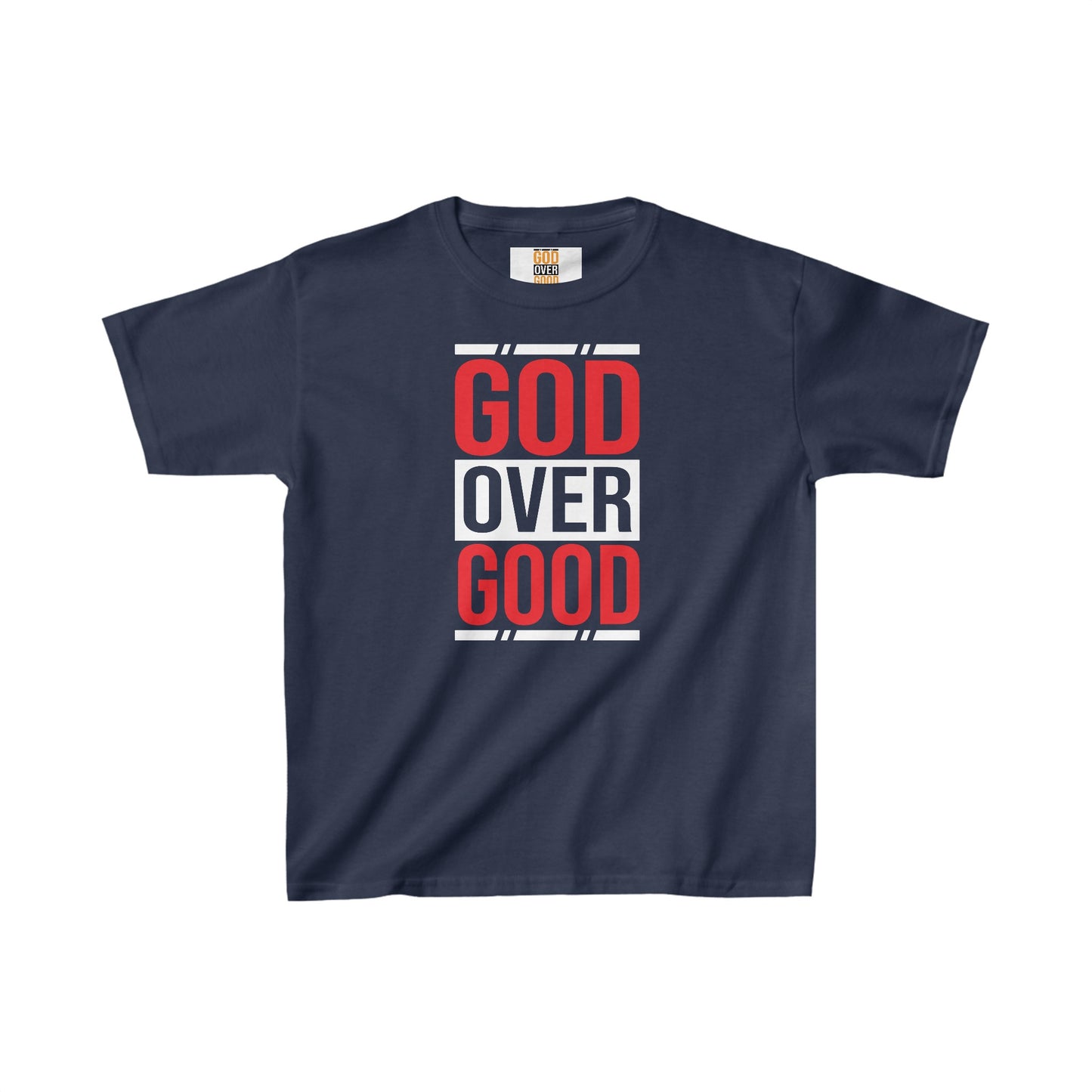 Kids God Over Good Red/White Tee