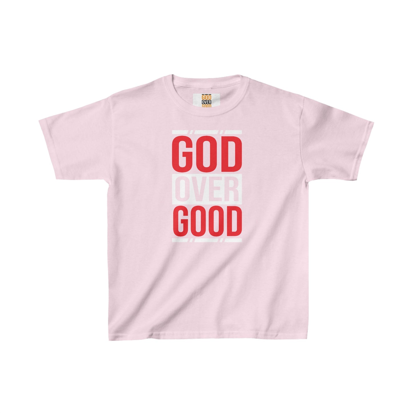 Kids God Over Good Red/White Tee