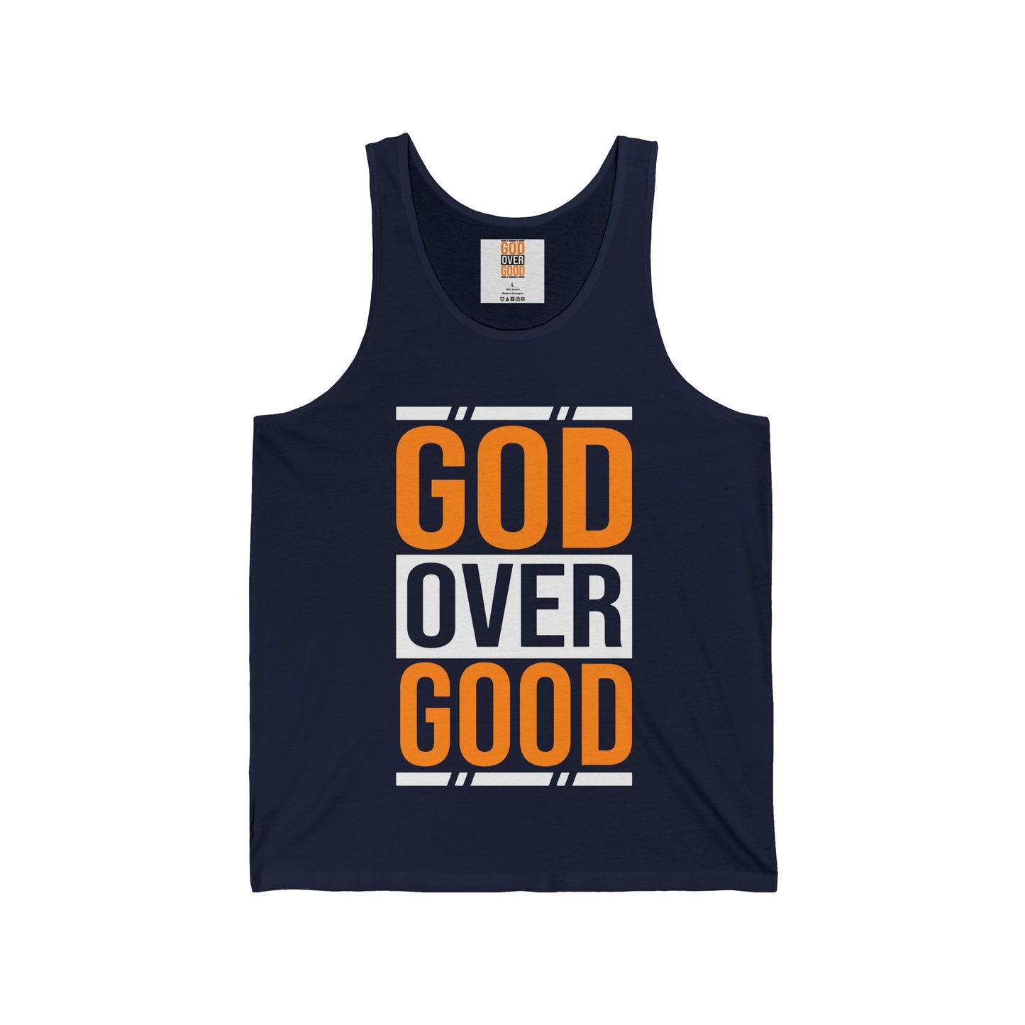 Unisex GOD OVER GOOD Orange Jersey Tank
