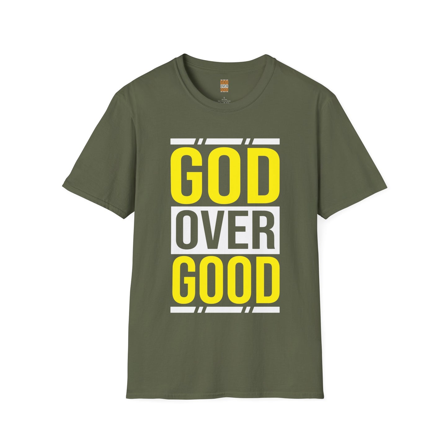 Unisex GOD OVER GOOD Yellow/White (SOFTSTYLE) T-Shirt