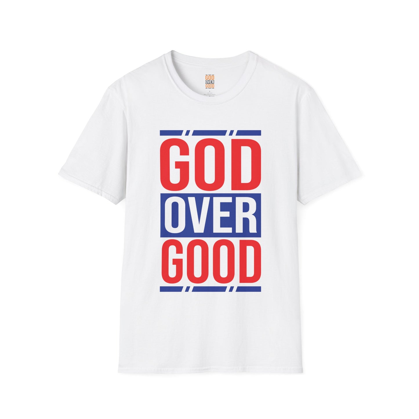 Unisex GOD OVER GOOD Red/Blue (SOFTSTYLE) T-Shirt