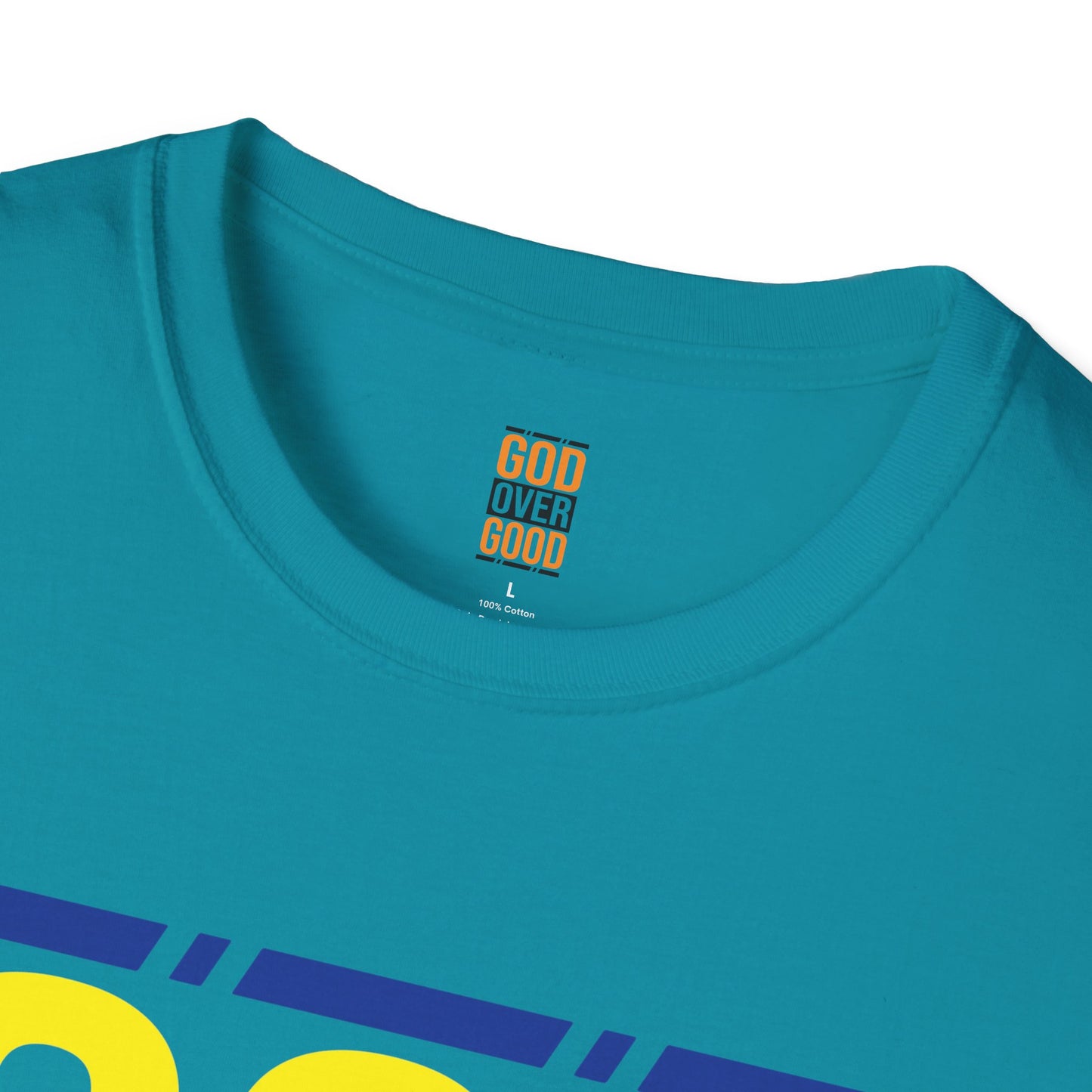 Unisex GOD OVER GOOD Blue/Yellow (SOFTSTYLE) T-Shirt