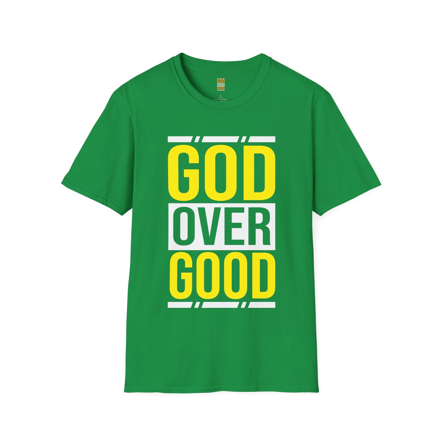 Unisex GOD OVER GOOD Yellow/White (SOFTSTYLE) T-Shirt
