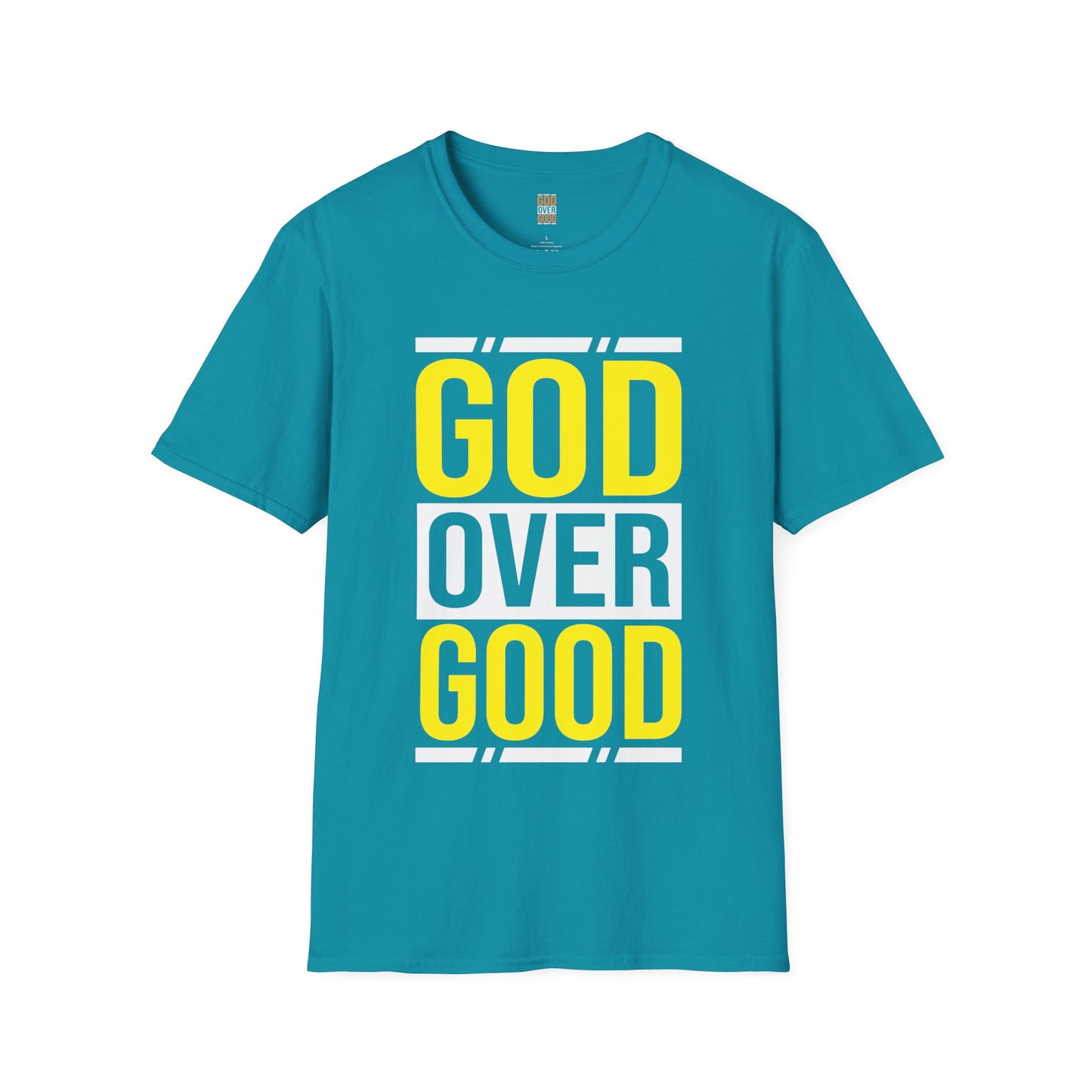 Unisex GOD OVER GOOD Yellow/White (SOFTSTYLE) T-Shirt