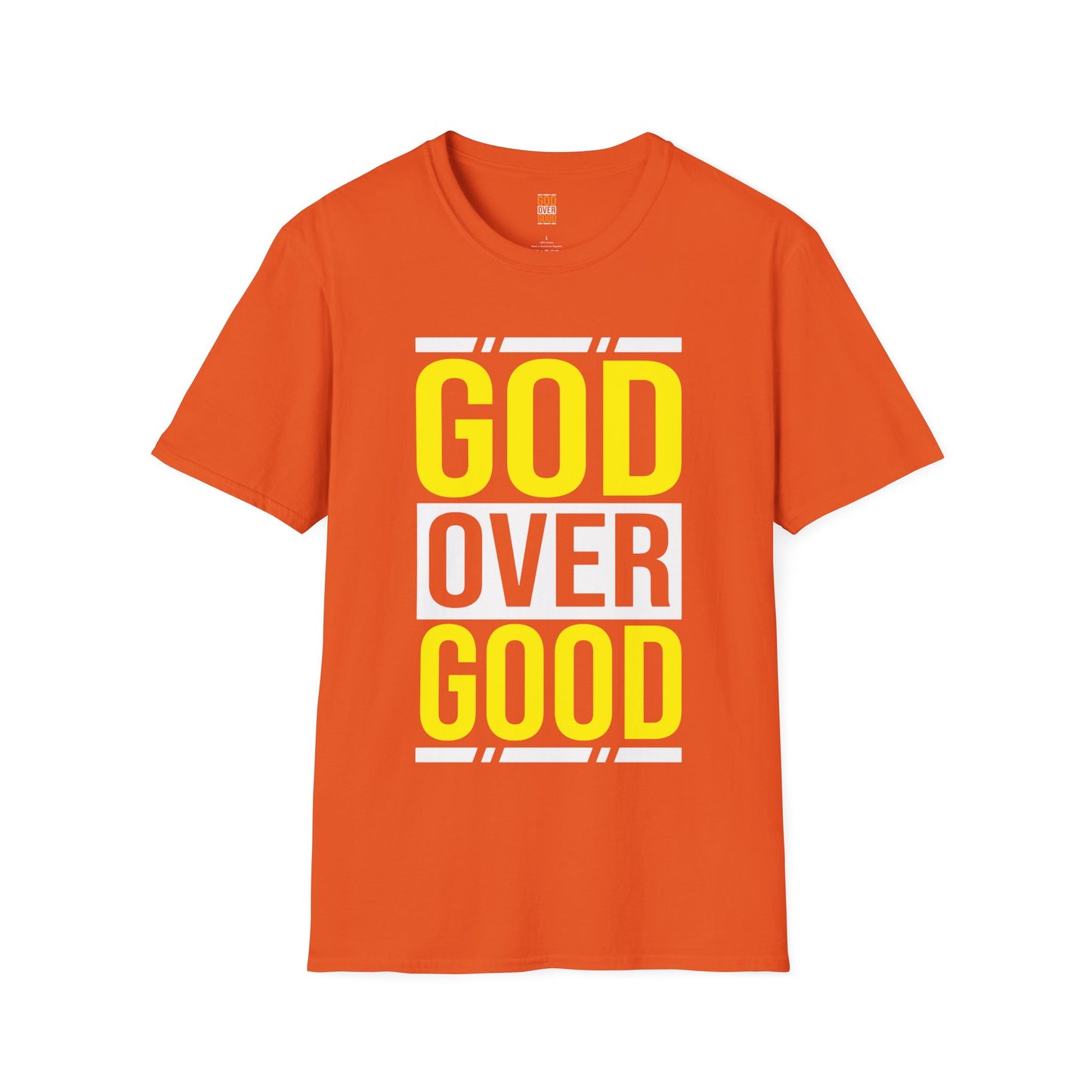 Unisex GOD OVER GOOD Yellow/White (SOFTSTYLE) T-Shirt