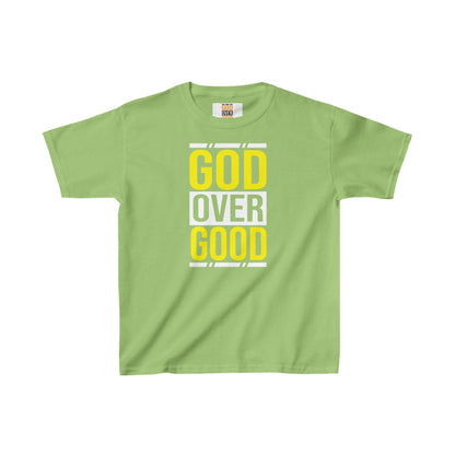 Kids God Over Good Yellow/White Tee