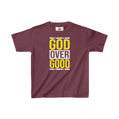 Kids God Over Good Yellow/White Tee