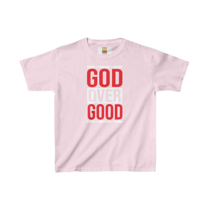 Kids God Over Good Red/White Tee
